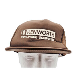 VTG 80s Kenworth Trucking Co. Hat Snapback Mesh & Foam Brown Equipment Size M/L